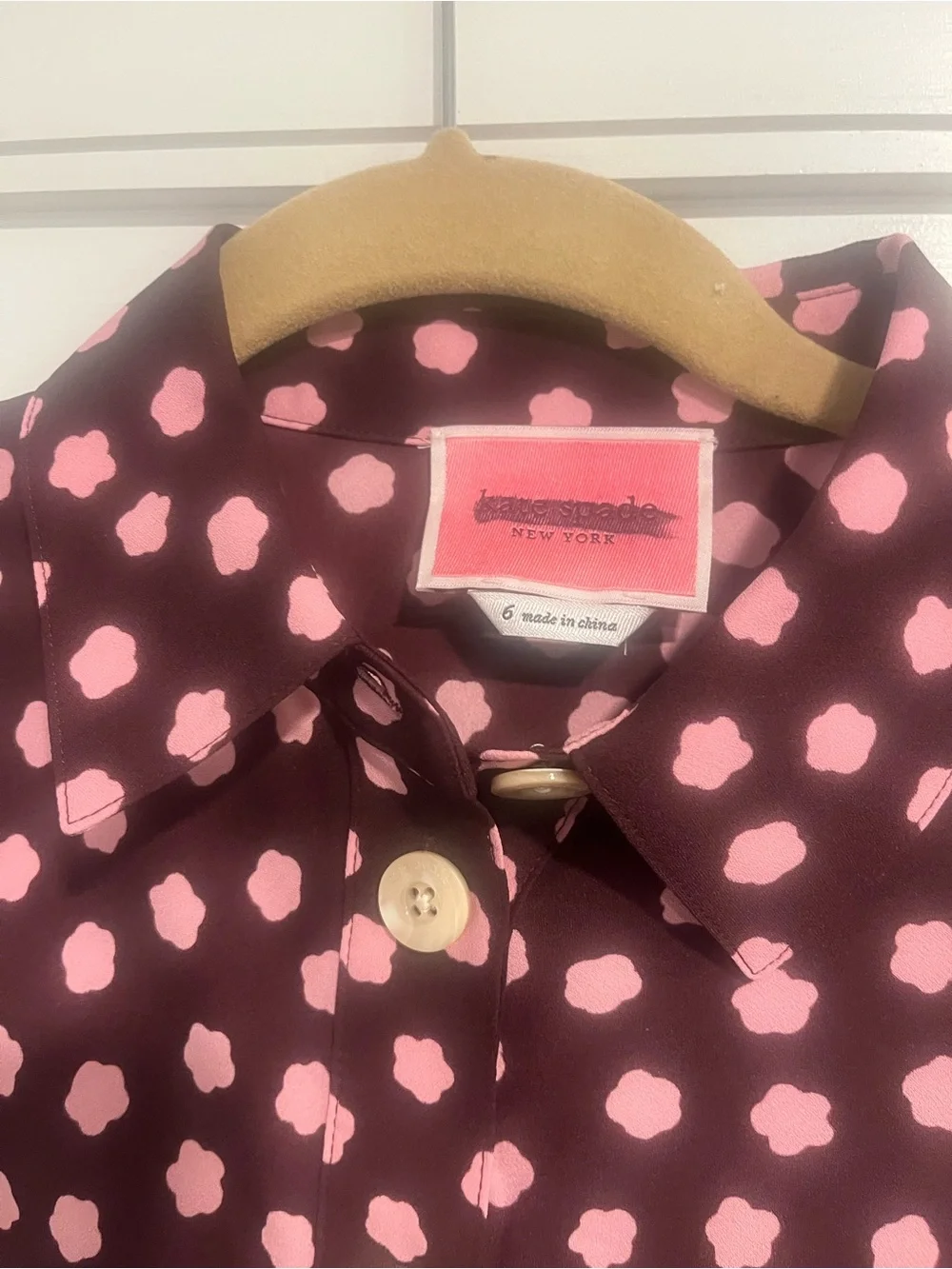 kate spade Burgundy and White Cloud Dot Midi Shirtdress